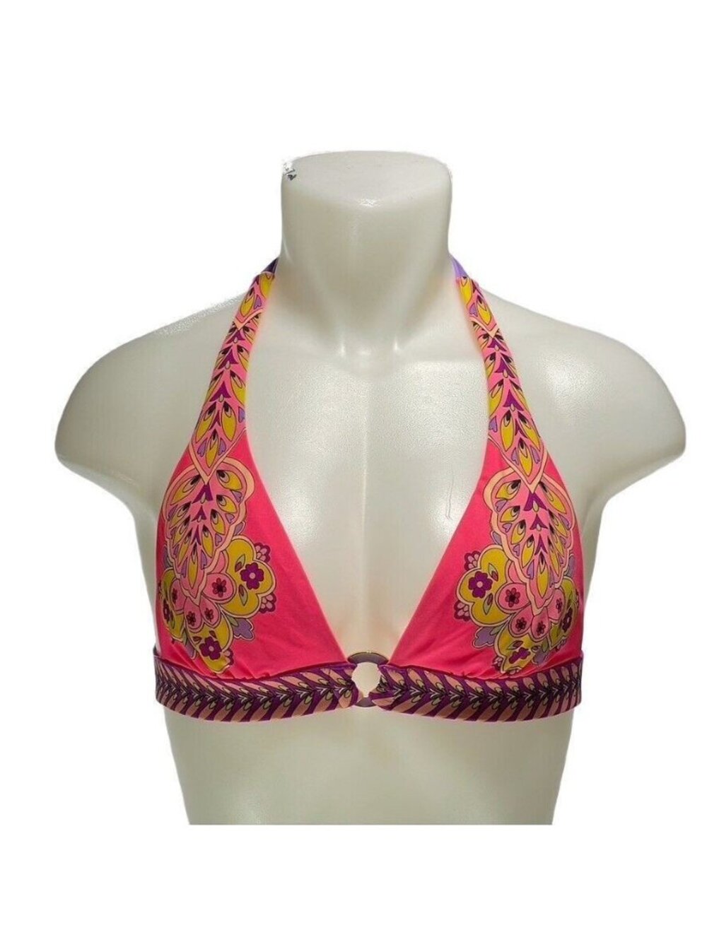Victorias Secret Pink & Purple Floral Halter Bikini Top Size S